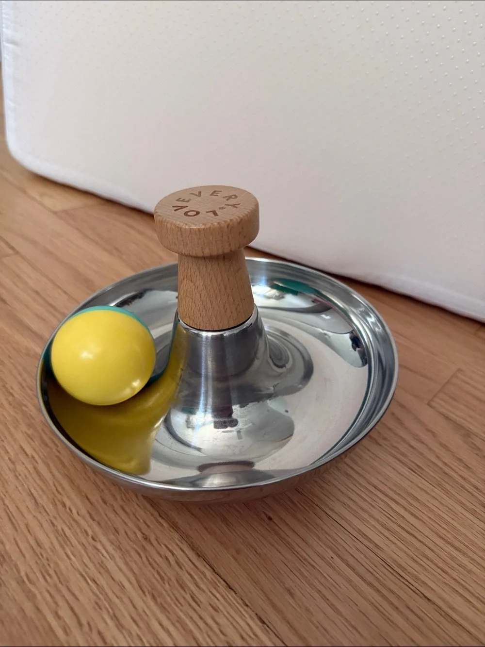 Lovevery stainless steel tip & turn with Yellow & Teal Ball